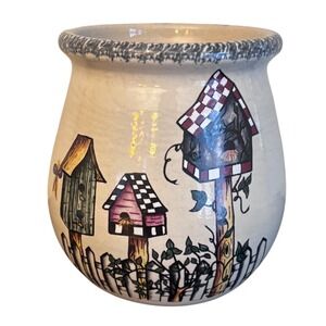 Vintage | Home & Garden Party | Stoneware Birdhouse Utensil Holder Handmade USA